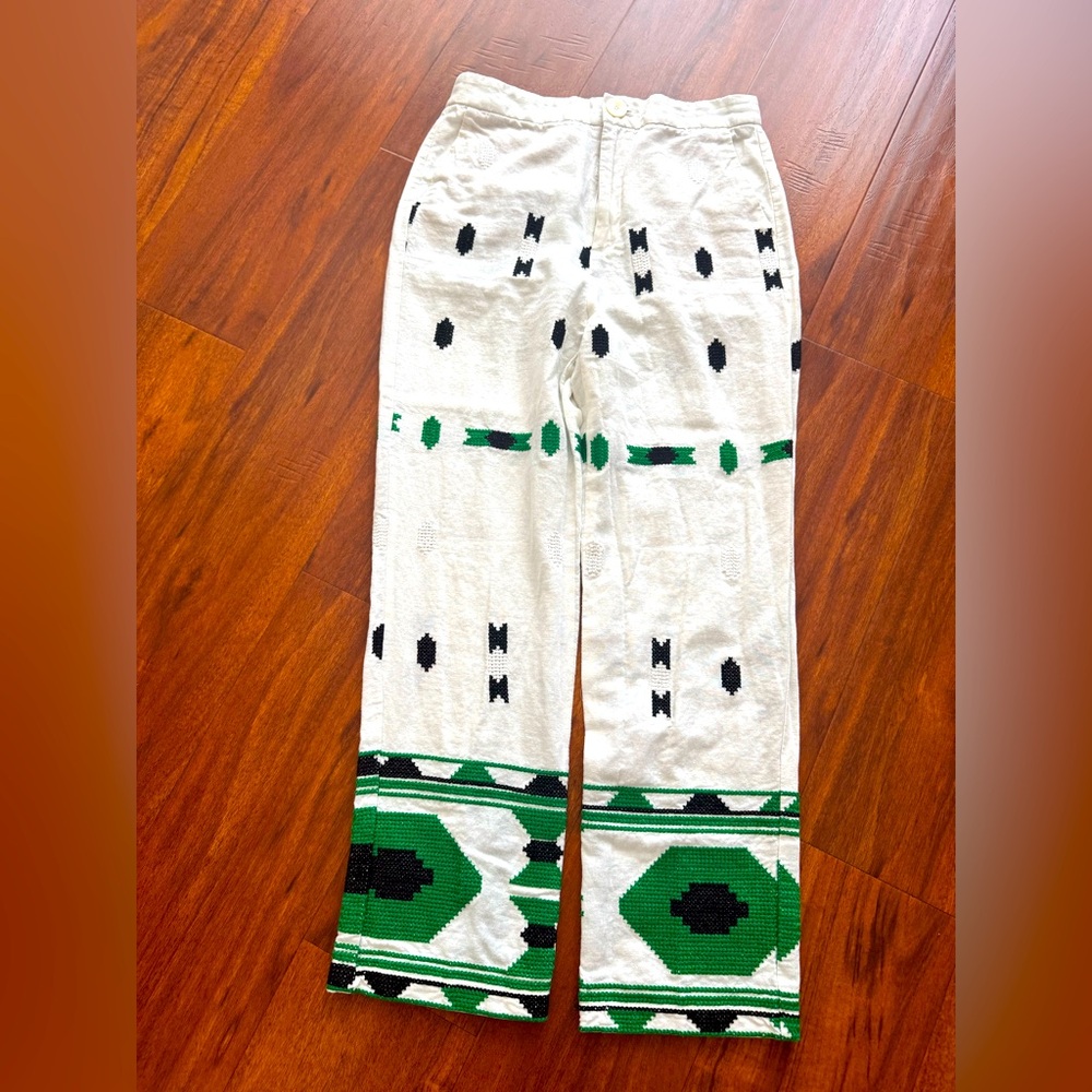 Zara woman size 26 embroidered pants